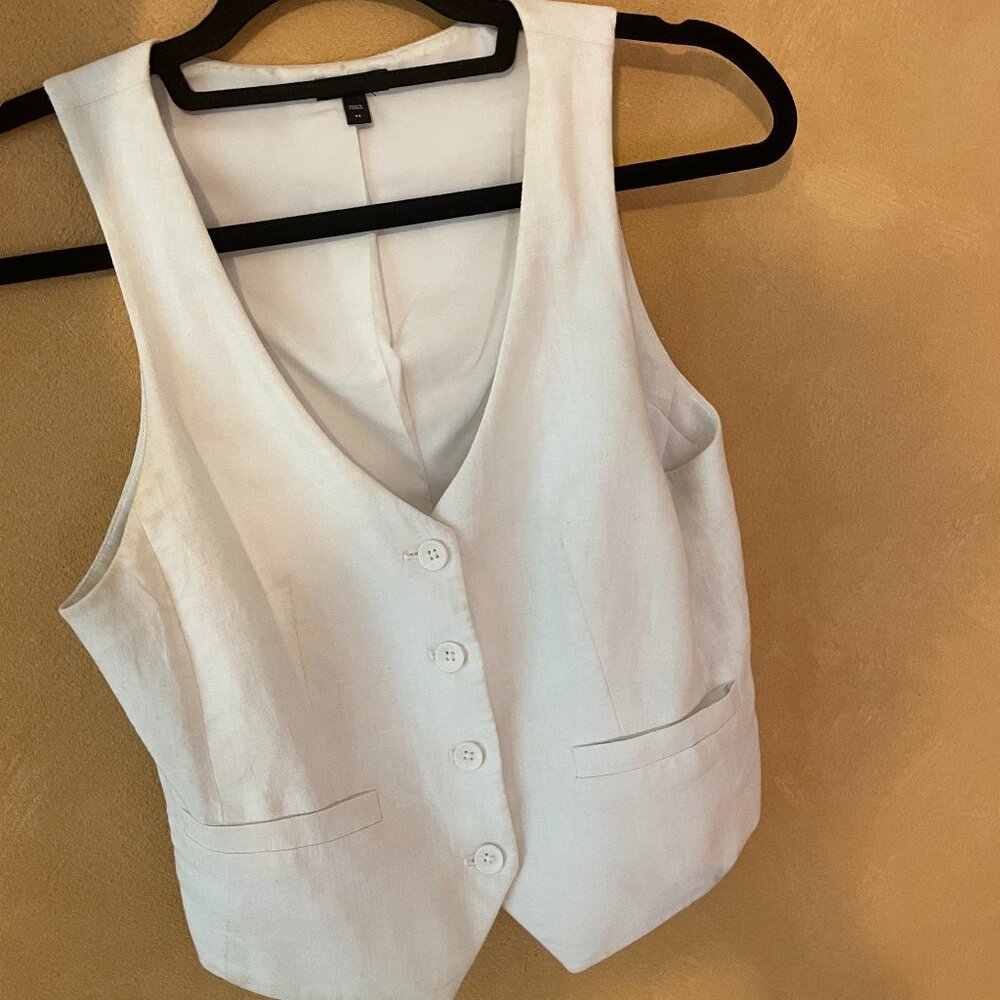 Linen white Vest Blazer